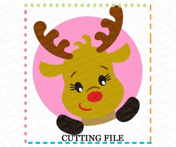 Reindeer Girl Circle Cutting File SVG DXF EPS