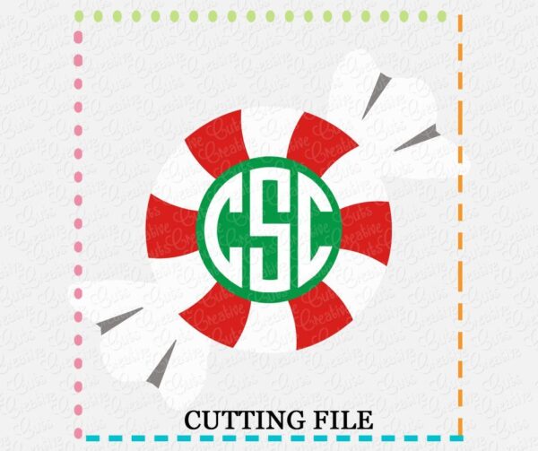 Peppermint Candy Monogram Cutting File SVG DXF EPS