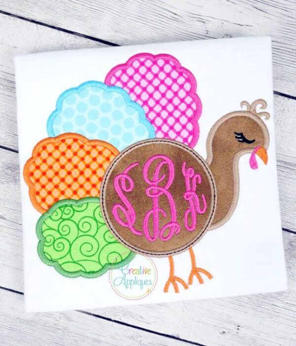 Monogram Girl Turkey Applique