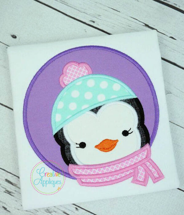 Penguin Girl Circle Applique