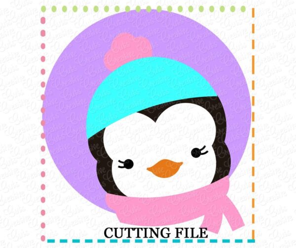 Penguin Girl Circle Cutting File SVG DXF EPS