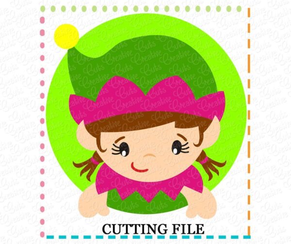 Elf Girl Circle Cutting File SVG DXF EPS