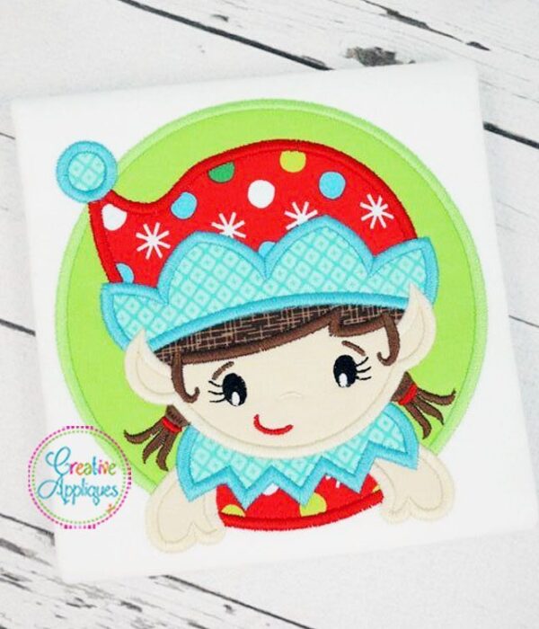 Elf Girl Circle Applique