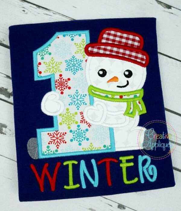 1st Winter Snowman Applique