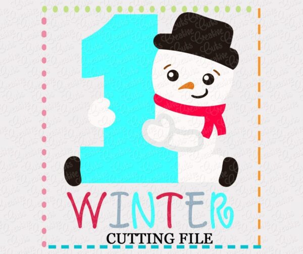 1st Winter Snowman Cutting File SVG DXF EPS