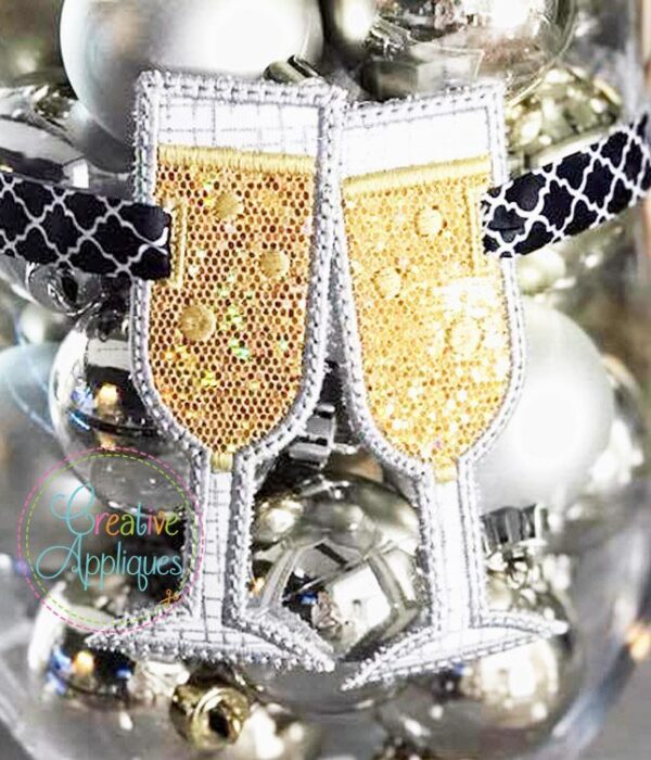 Champagne Glasses Banner Charm