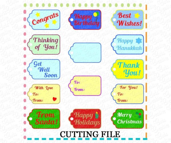 15 Gift Tag Set Cutting File SVG DXF EPS