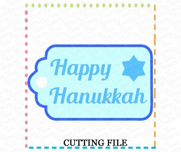 Happy Hanukkah Gift Tag Cutting File SVG DXF EPS