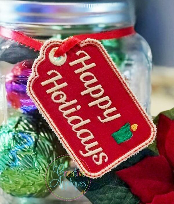 Happy Holidays Gift Tag In the Hoop