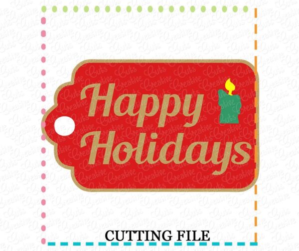 Happy Holidays Gift Tag Cutting File SVG DXF EPS