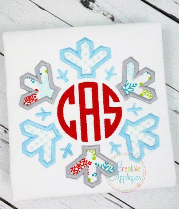 Snowflake Natural Circle Monogram Font Applique