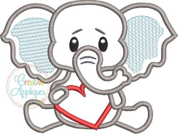 Valentine Boy Elephant Applique - Image 2