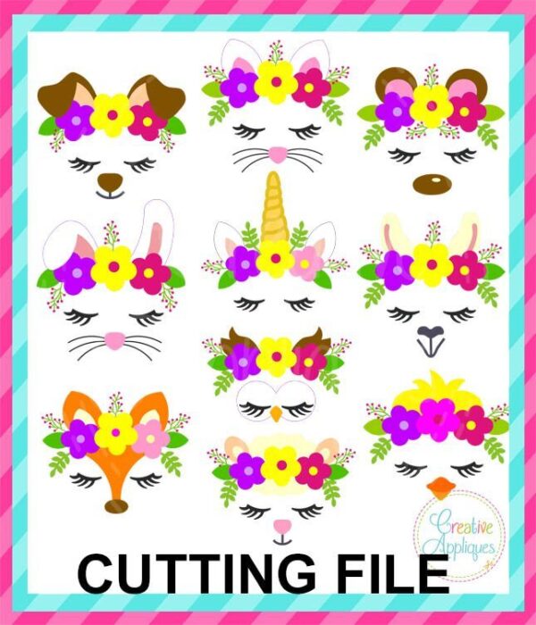 Animal Face Flower Crown Set Cutting File SVG DXF EPS