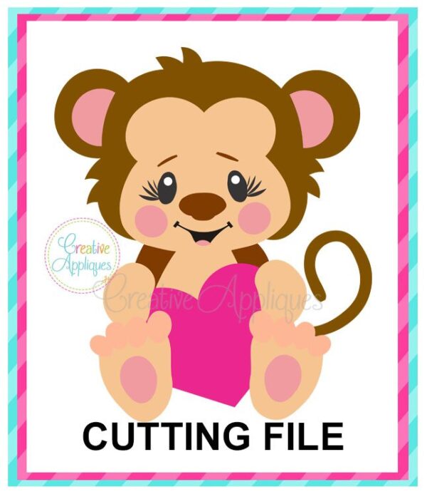 Valentine Girl Monkey Cutting File SVG DXF EPS