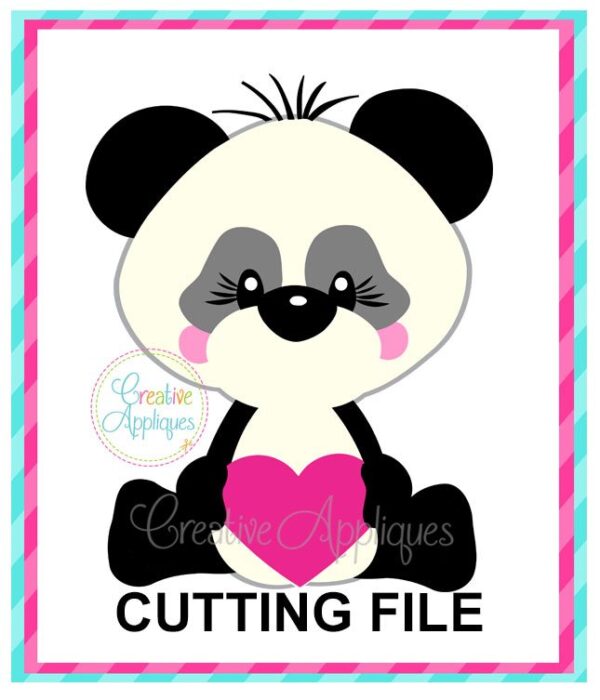 Valentine Girl Panda Cutting File SVG DXF EPS