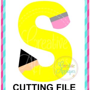 Letter S Pencil Cutting File SVG DXF EPS