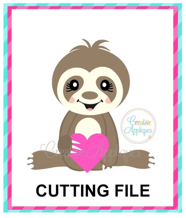 Valentine Girl Sloth Cutting File SVG DXF EPS