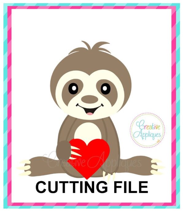 Valentine Boy Sloth Cutting File SVG DXF EPS