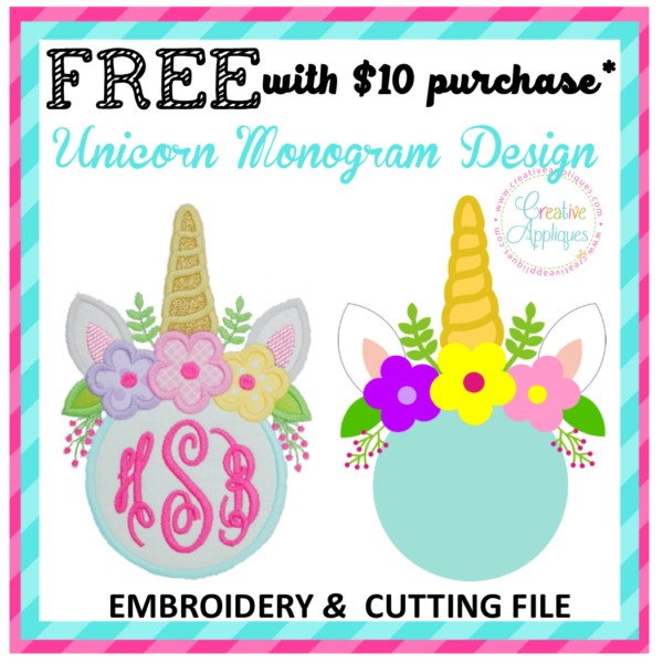 Unicorn Horn Crown Monogram Frame Applique + SVG