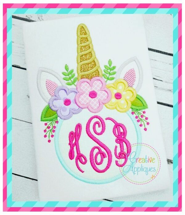 Unicorn Horn Crown Monogram Applique