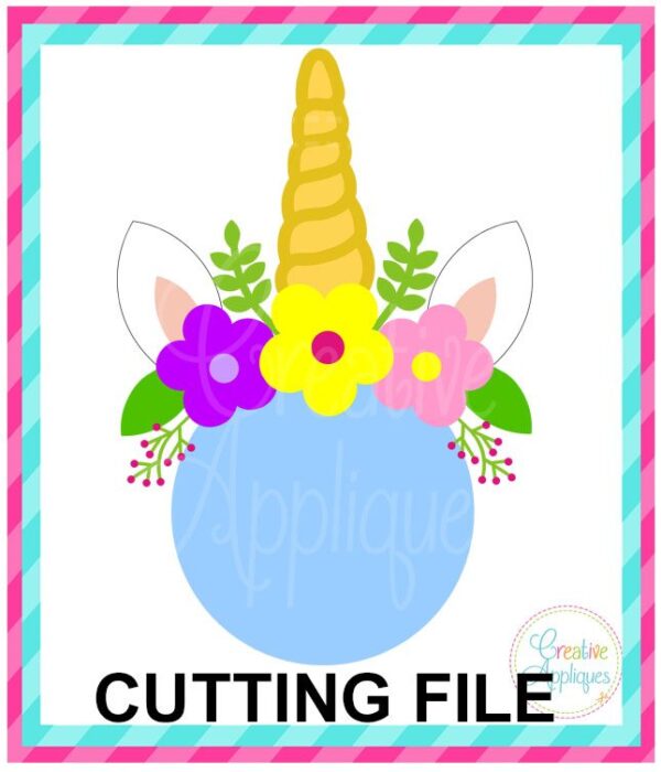 Unicorn Horn Crown Monogram Frame Applique + SVG - Image 4