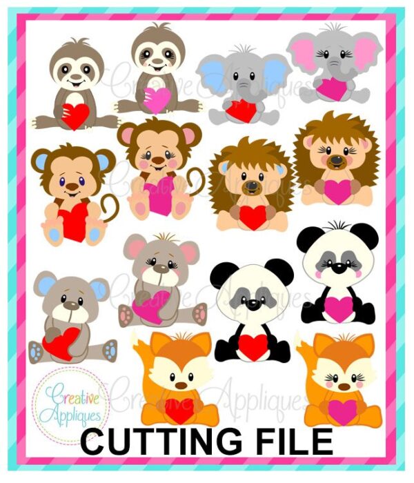 Valentine Animal Set Cutting File SVG DXF EPS