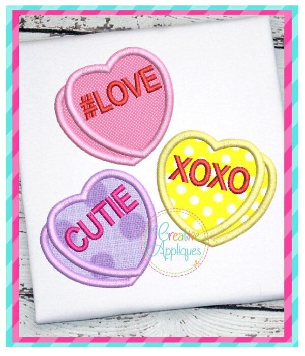 Valentine Candy Hearts Applique