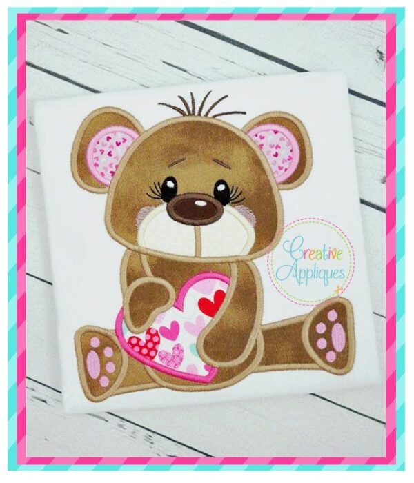 Valentine Girl Bear Applique