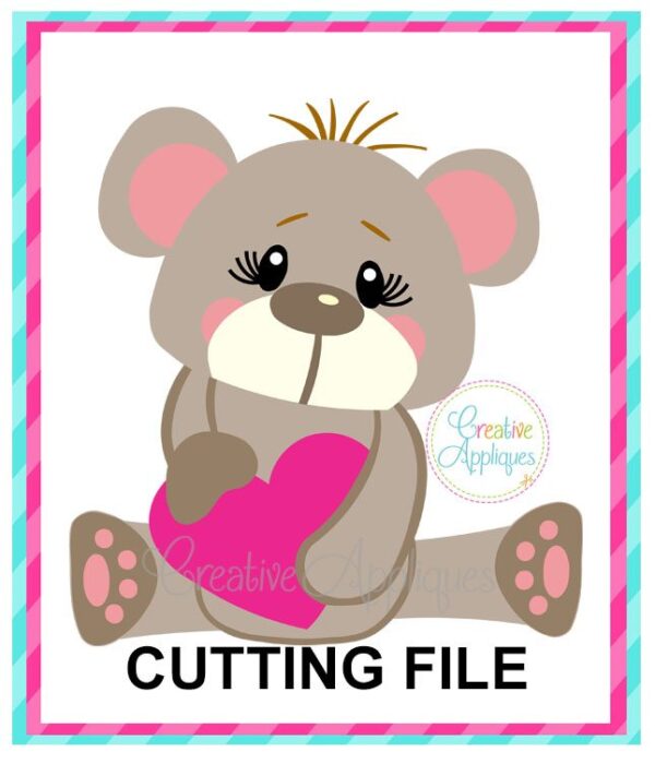 Valentine Girl Bear Cutting File SVG DXF EPS