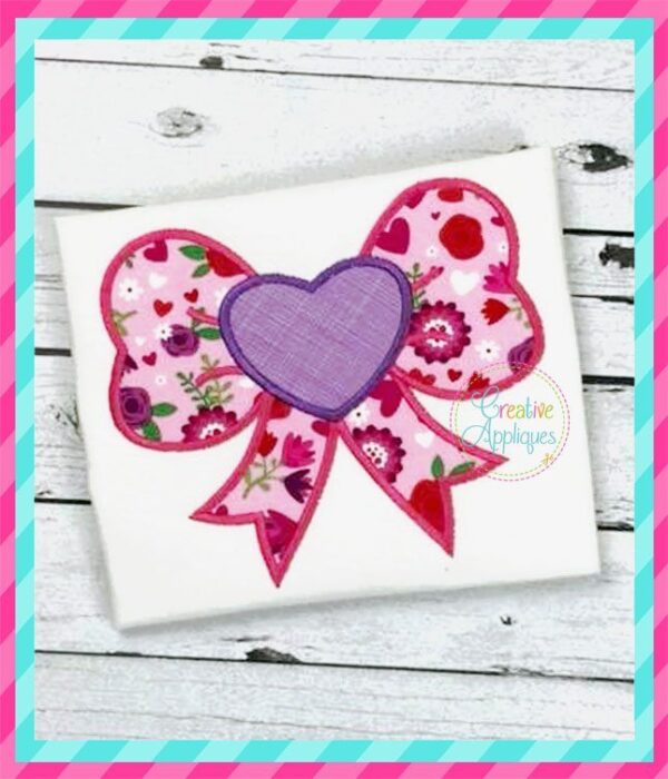 Bow with Heart Applique