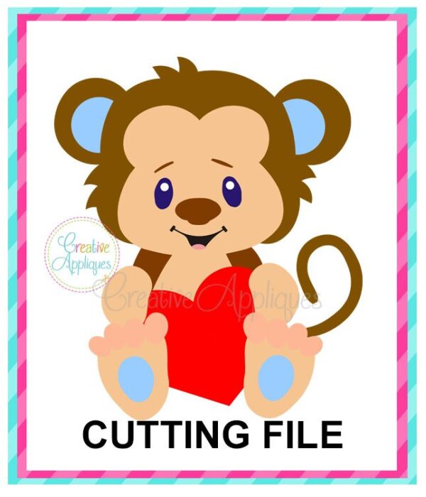 Valentine Boy Monkey Cutting File SVG DXF EPS