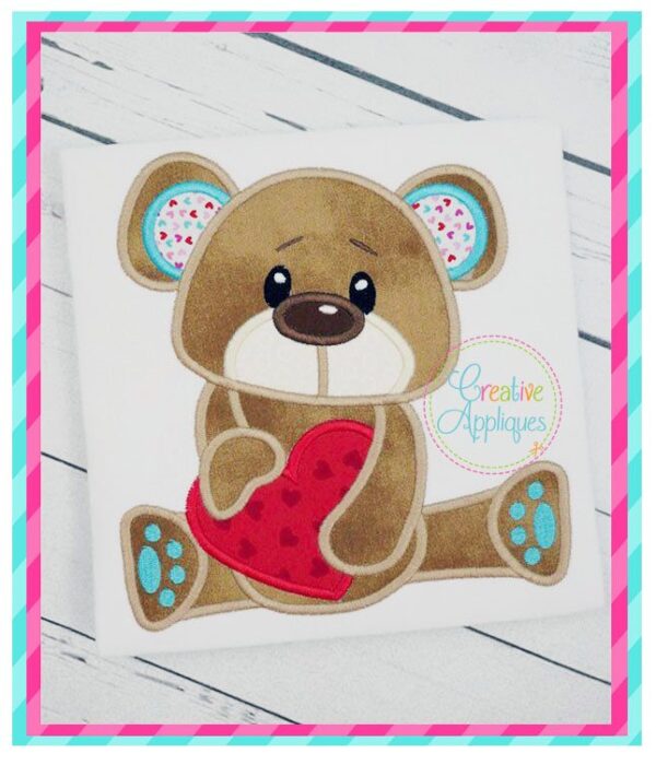 Valentine Boy Bear Applique