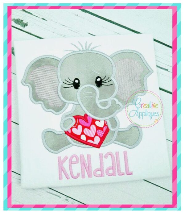 Valentine Girl Elephant Applique