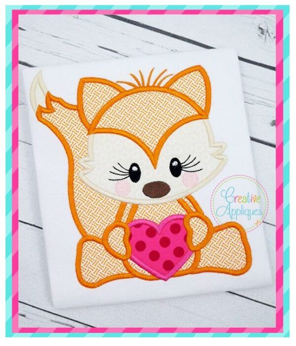 Valentine Girl Fox Applique