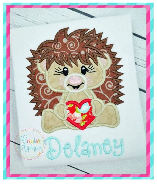 Valentine Girl Hedgehog Applique