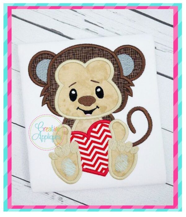 Valentine Boy Monkey Applique