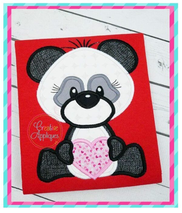 Valentine Girl Panda Applique