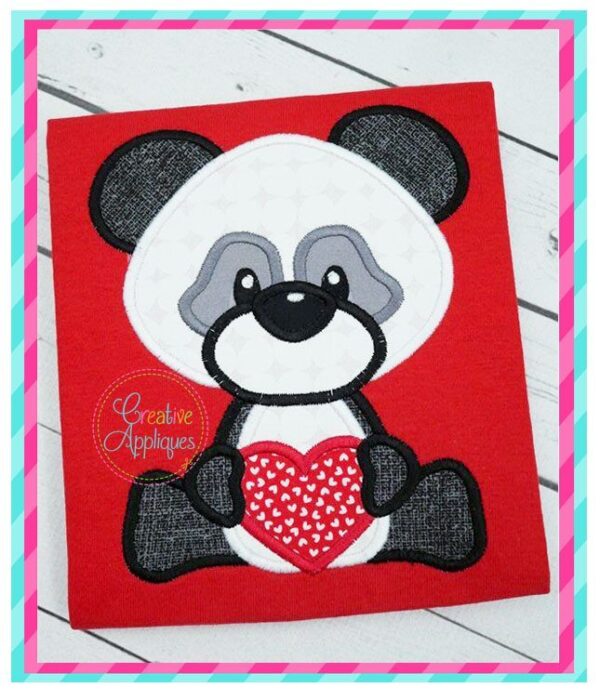 Valentine Boy Panda Applique