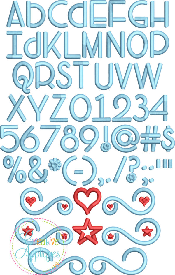 Head Versus Heart Embroidery Font Alphabet - Image 2