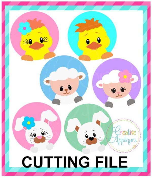 Easter Animal Circle Set Cutting File SVG DXF EPS