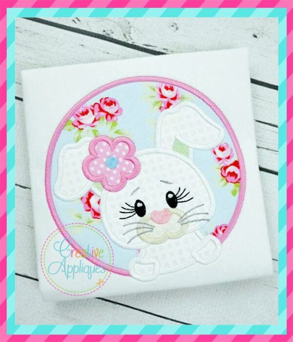 Rabbit Girl Circle Applique