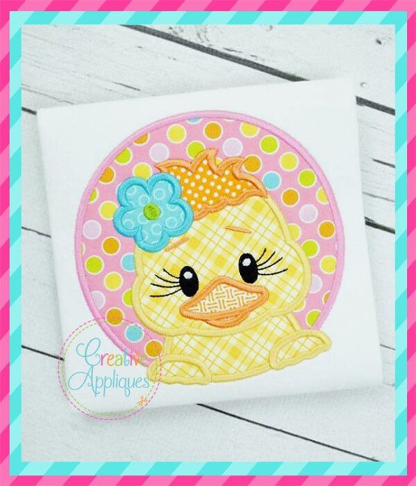 Duck Girl Circle Applique