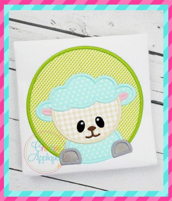 Lamb Boy Circle Applique