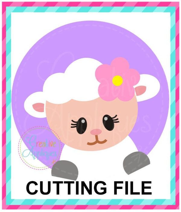 Lamb Girl Circle Cutting File SVG DXF EPS