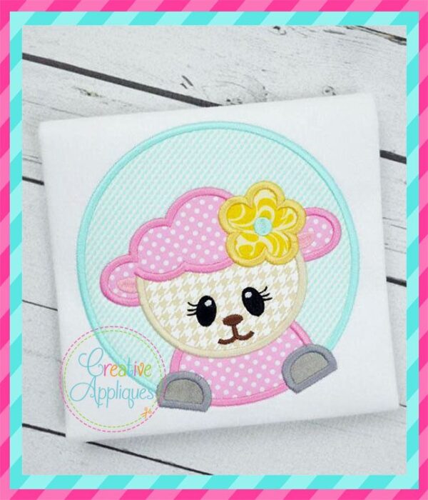 Lamb Girl Circle Applique