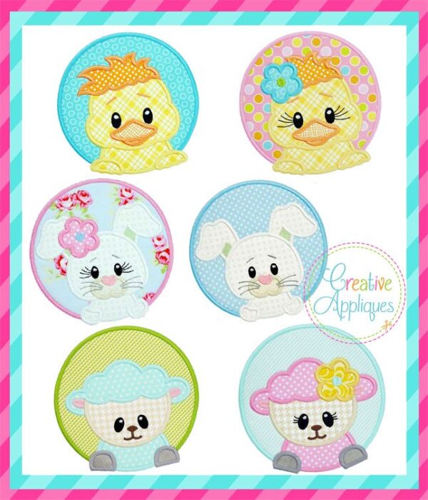 Easter Animal Circle Applique Set