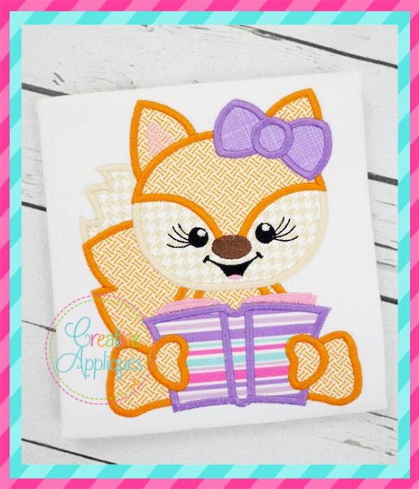 Reading Fox Girl Applique