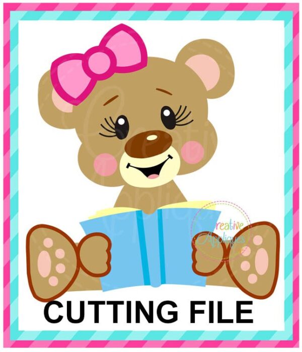 Reading Bear Girl Cutting File SVG DXF EPS