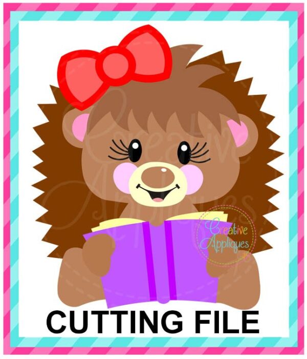 Reading Hedgehog Girl Cutting File SVG DXF EPS