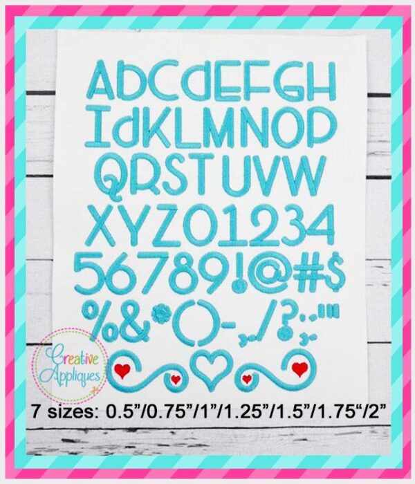 Head Versus Heart Embroidery Font Alphabet